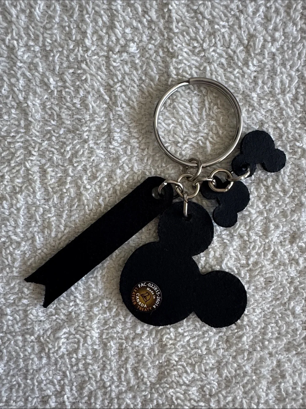 Disney Mickey Mouse Black and Blue Disneyland Leather Keychain Bag Charm